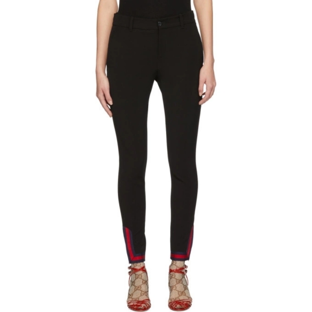 Gucci  red trimmed pants/skinny with zipper edges